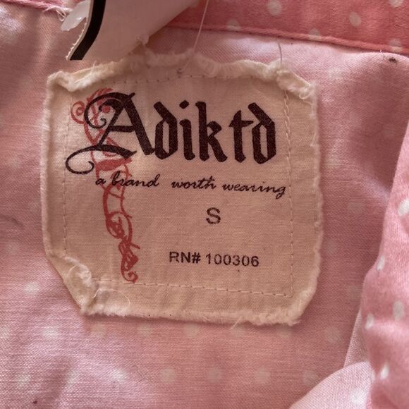 Adiktd Pink White Polka Dot Western Sleeveless Blouse Top Size S Small - Picture 6 of 6